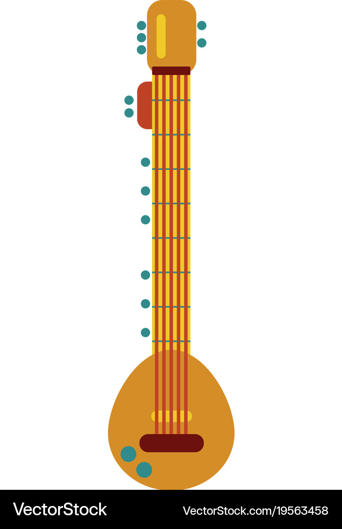 Indian culture musical string instrument sitar Vector Image