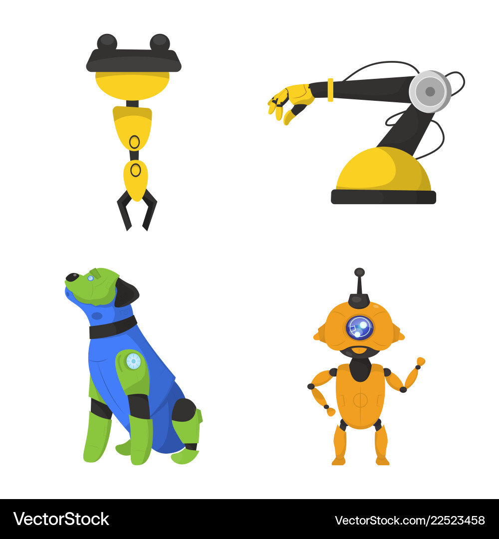 Isoliertes Objekt von Roboter und Fabrik-Logo-Set Isoliertes Objekt von Roboter und Fabrik-Logo-Set vektorbild