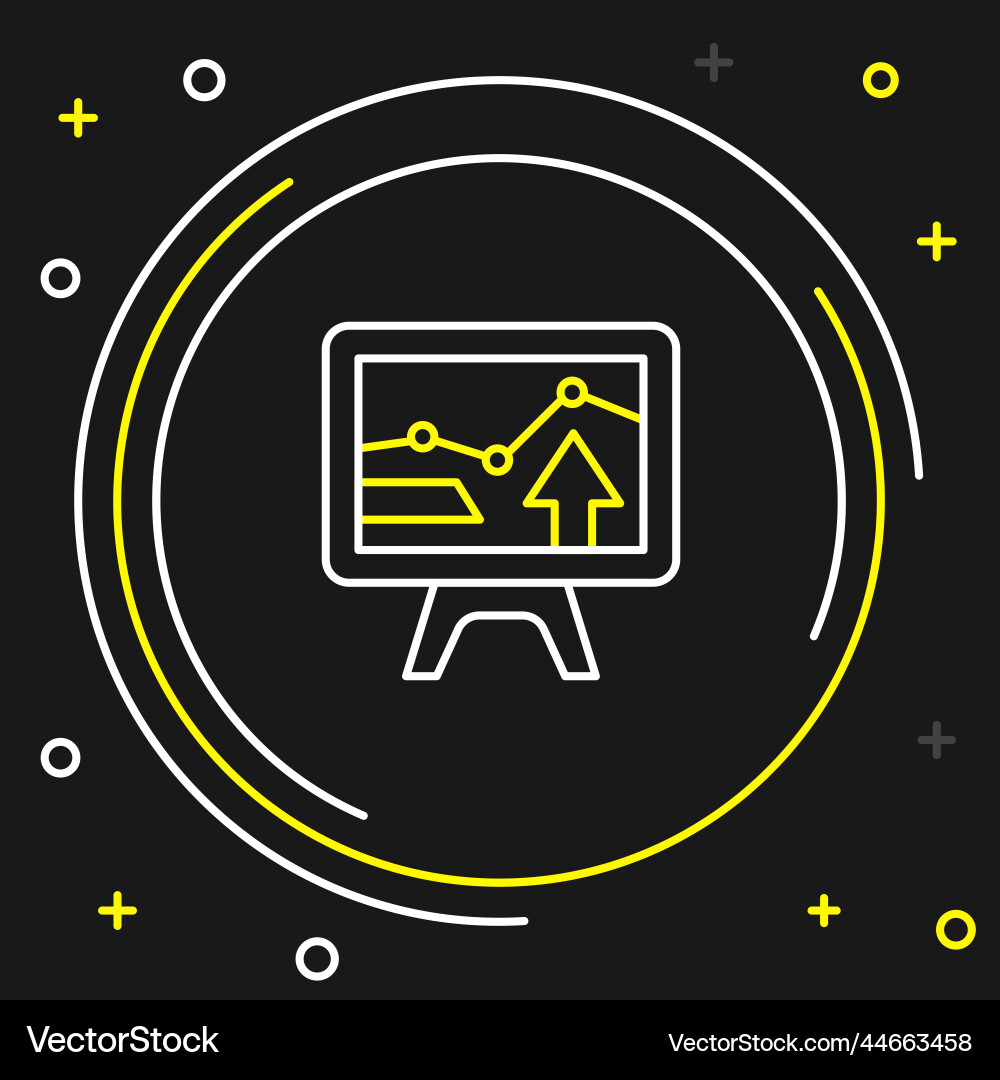 Line computer monitor with graph chart icon Line computer monitor with graph chart icon Vector Image