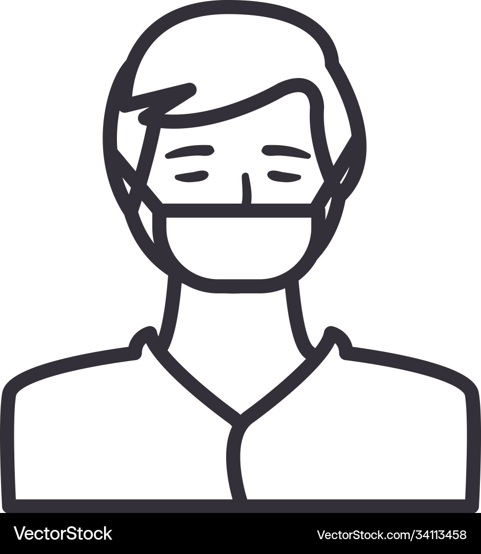 Mand with facemask line style icon design Vector Image