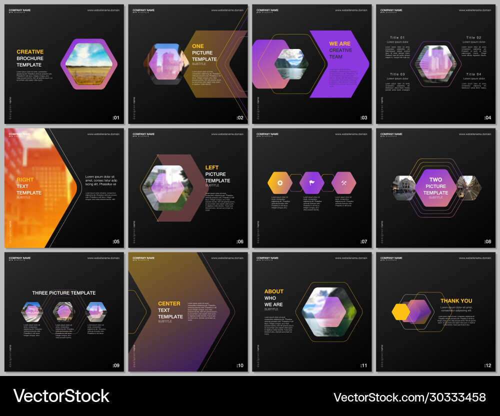Minimal brochure templates with colorful hexagonal Minimal brochure templates with colorful hexagonal vector image