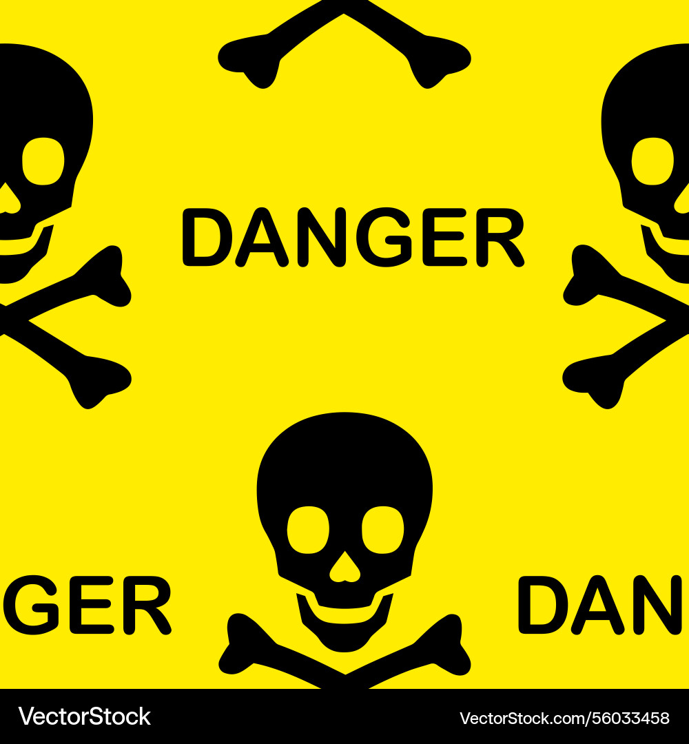 Repeatable danger zone -skull and bone pattern vector image