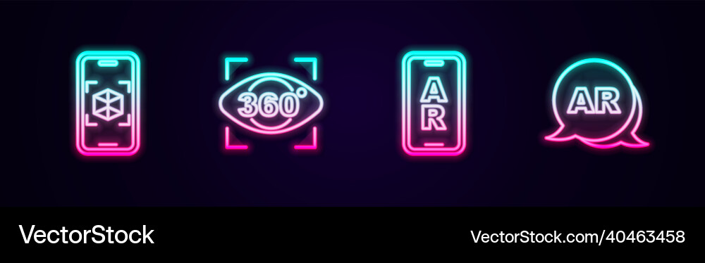 Set line 3d modeling 360 degree view augmented Set line 3d modeling 360 degree view augmented vector image
