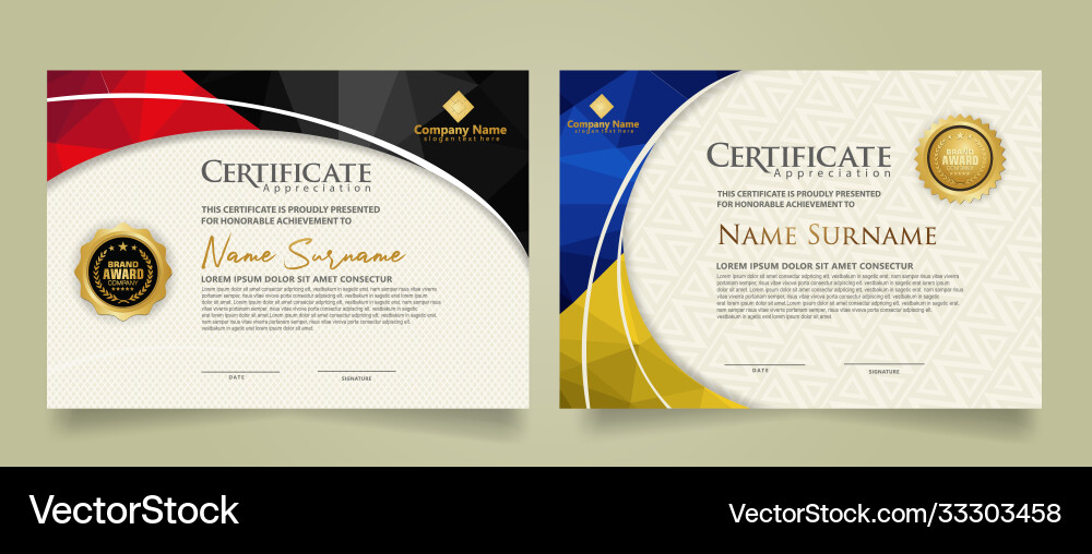 Set modern certificate template with triangle Set modern certificate template with triangle vector image