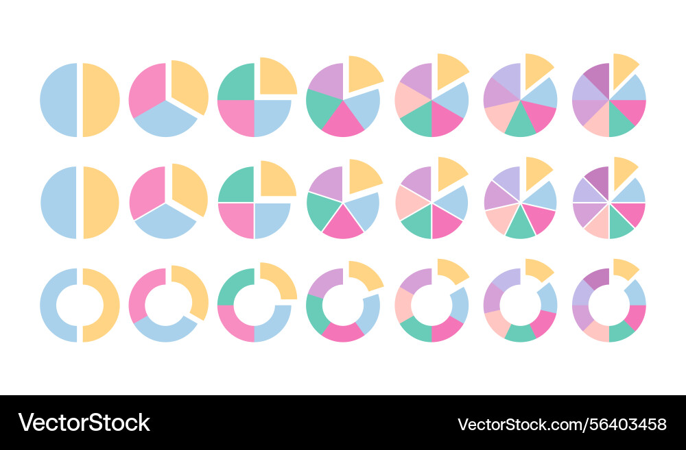 Set of circular structure chart multicolor Set of circular structure chart multicolor vector image