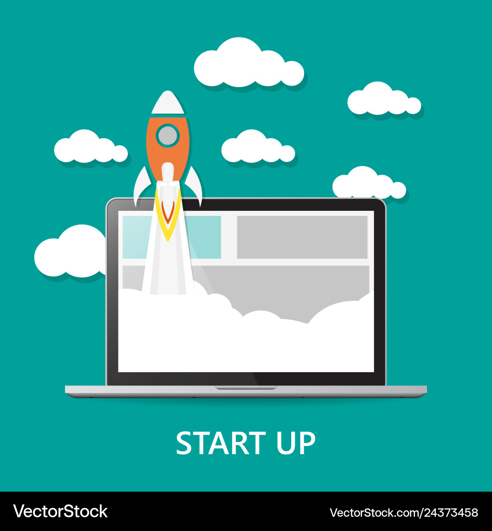 Start up with notebook and cloud shadow Start up with notebook and cloud shadow vector image
