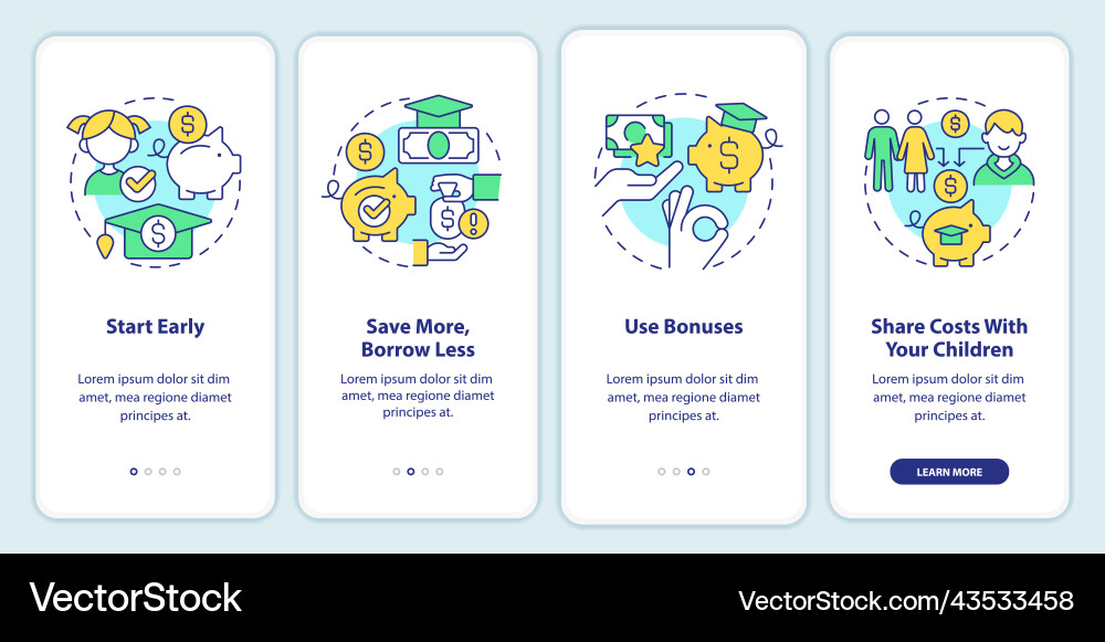 Tips for saving college onboarding mobile app Tips for saving college onboarding mobile app vector image