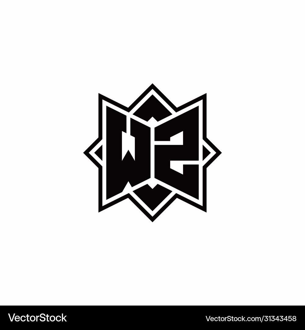 Wz monogram logo with square rotate style outline vector image
