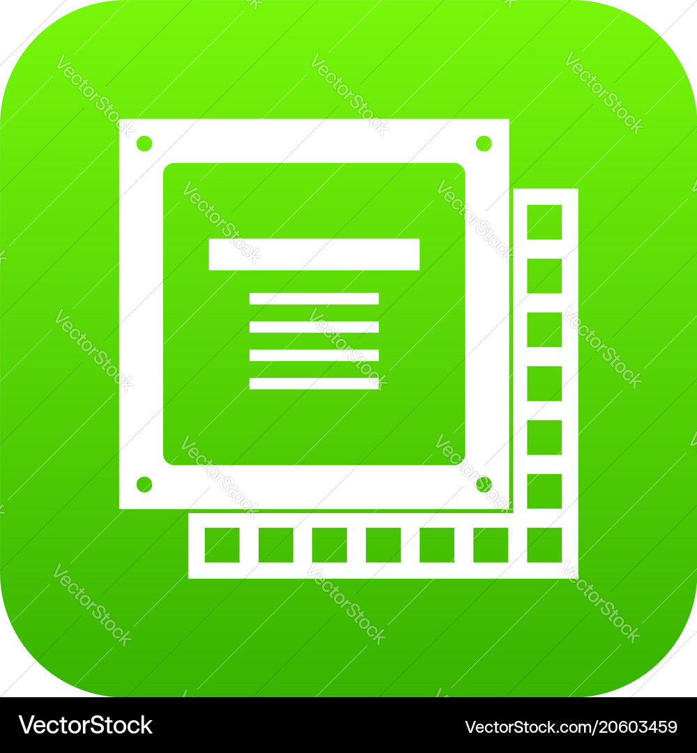 Computer cpu processor chip icon digital green Vector Image