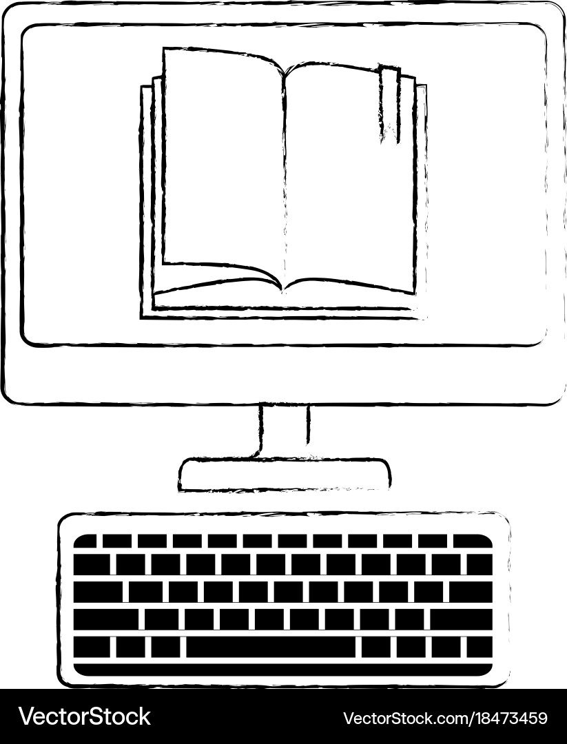 Desktop computer with ebook Vector Image