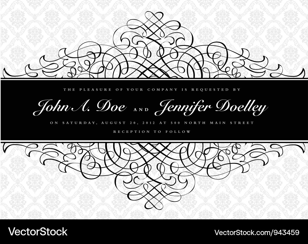 Elegant Damask Wedding Invitation Templates vector image