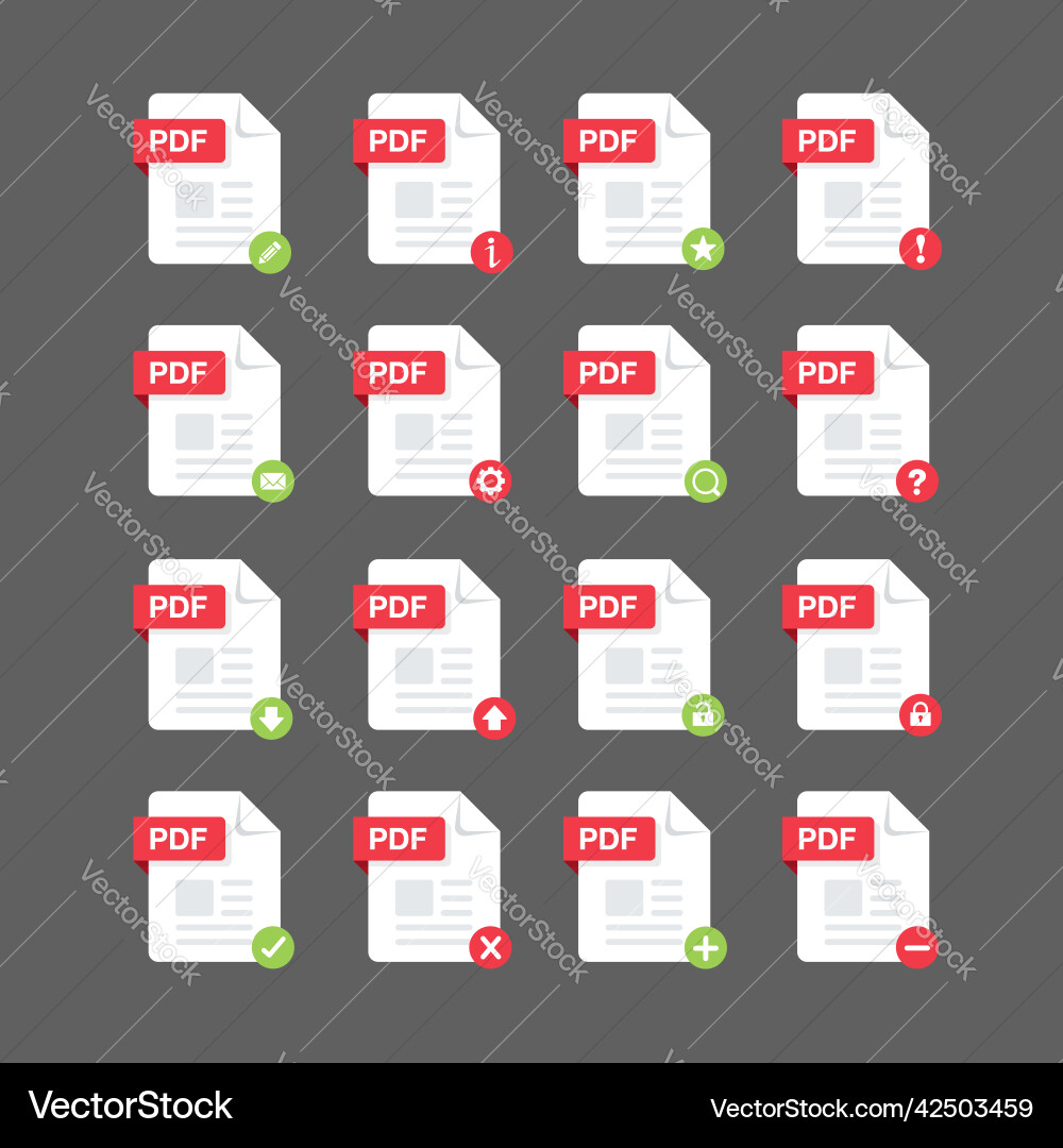 Flat design with pdf files icon set symbol vector image