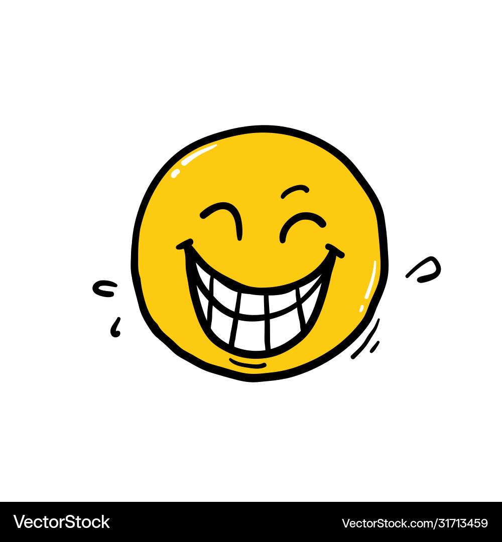 Hand gezeichnet große Glück Spaß Gedanken Emojiface Hand gezeichnet große Glück Spaß Gedanken Emojiface vektorbild