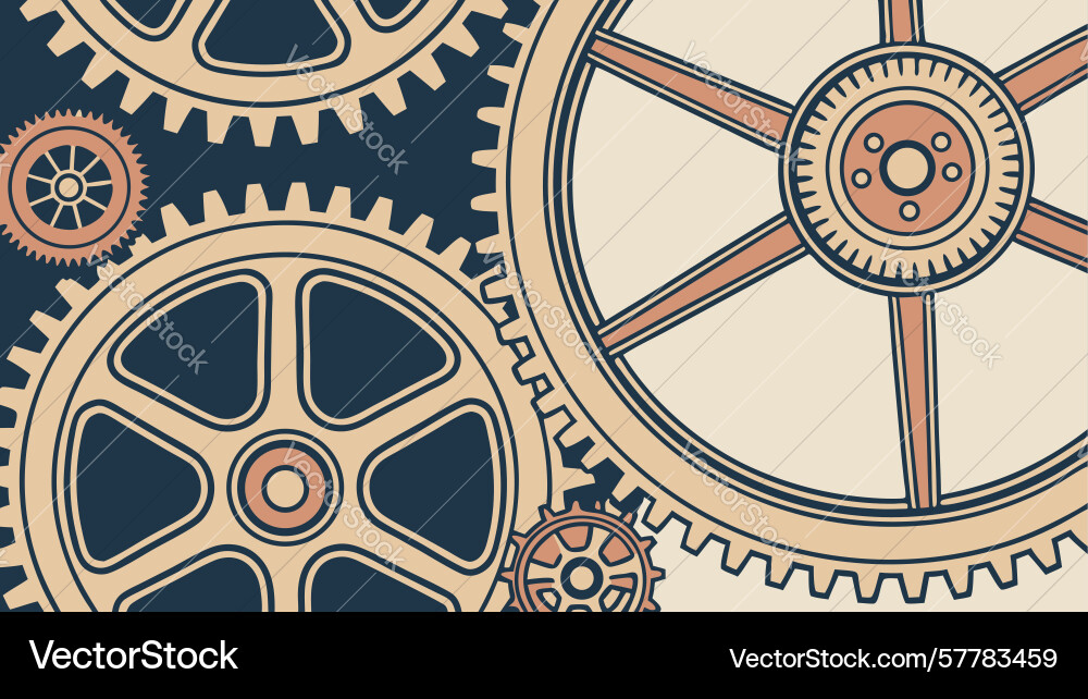 Interconnected steampunk gears seamless pattern Vector Image