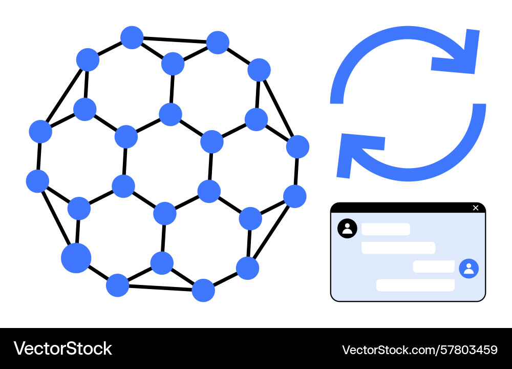 Network blockchain structure with communication Vector Image
