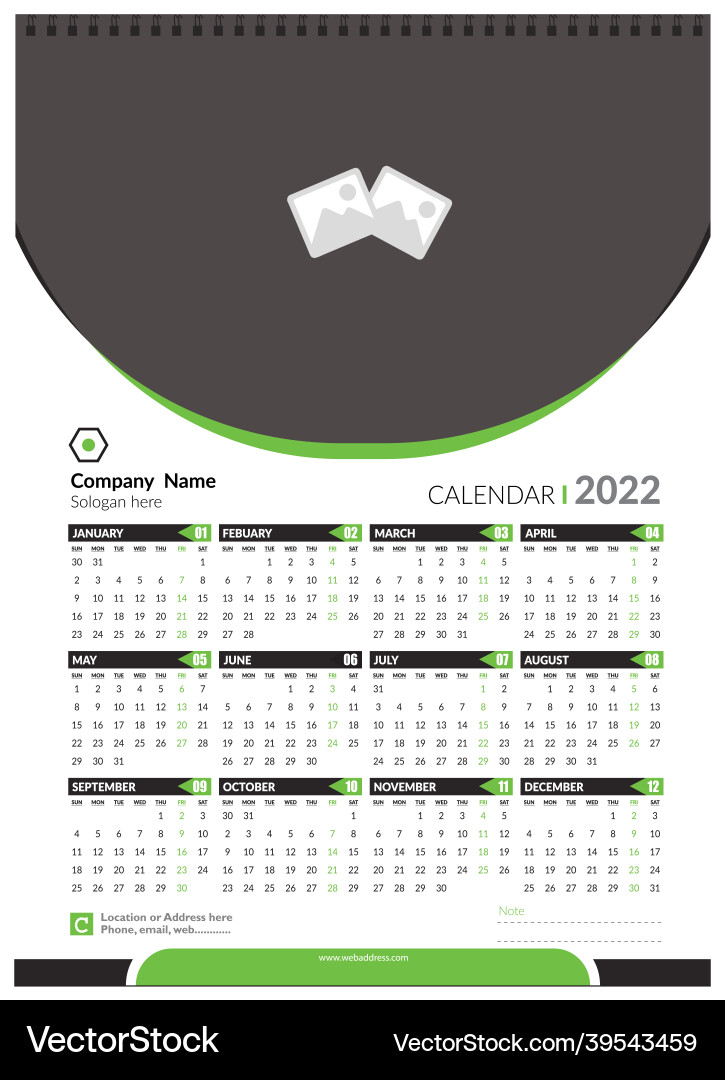 New wall calendar 2022 for organization New wall calendar 2022 for organization vector image