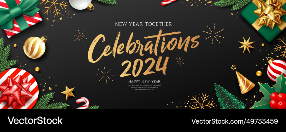 New year together celebrations 2024 ornaments New year together celebrations 2024 ornaments vector image