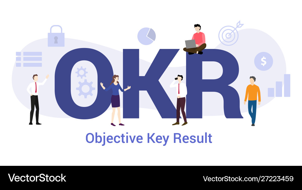 Okr objective key result concept with big word Okr objective key result concept with big word vector image