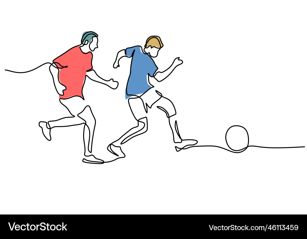 One continuous single line of two man playing One continuous single line of two man playing Vector Image