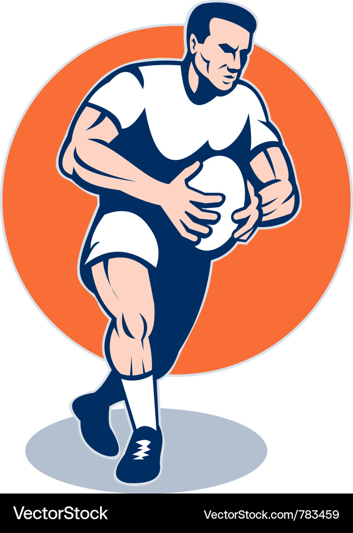 Retro Rugby Player Running Vector Image