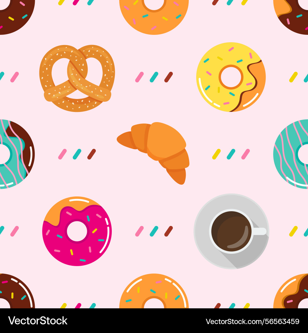 Seamless pattern of multicolored snacks Vector Image