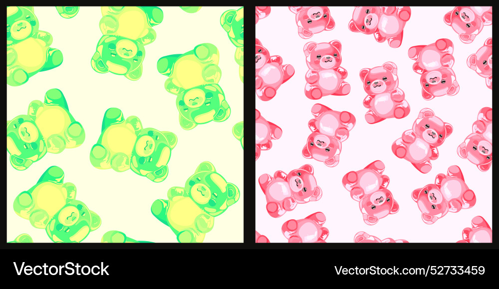 Seamless pattern set with colorful gummy bears Vector Image