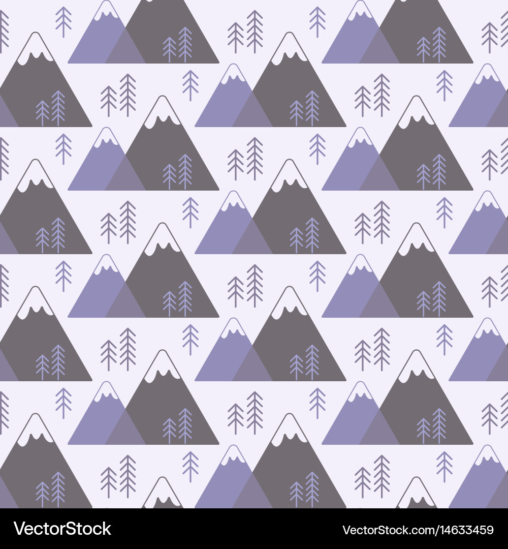 Seamless pattern with mountains and trees Vector Image