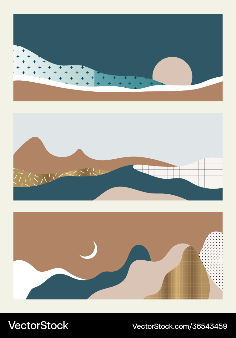 Set abstract landscapes vector image