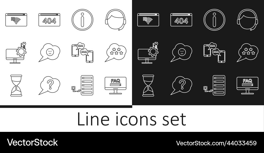 Set line monitor with faq information Set line monitor with faq information vector image
