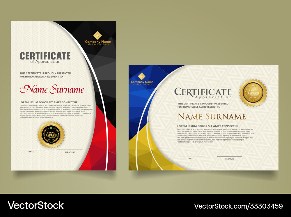 Set modern certificate template with triangle Set modern certificate template with triangle vector image