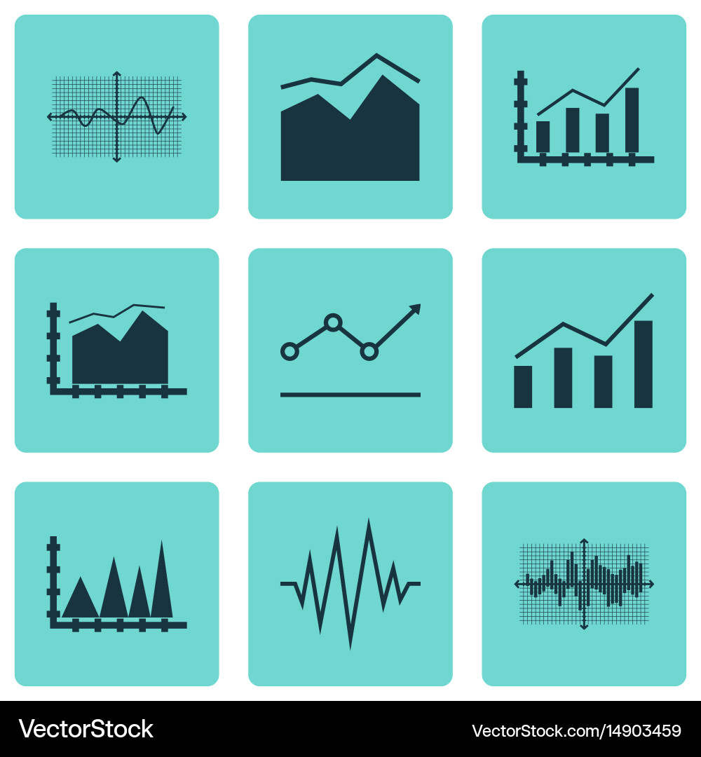 Set of graphs diagrams and statistics icons Vector Image