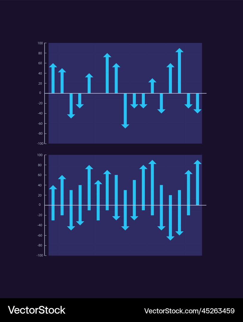 Ups and downs arrows infographic chart design Ups and downs arrows infographic chart design vector image