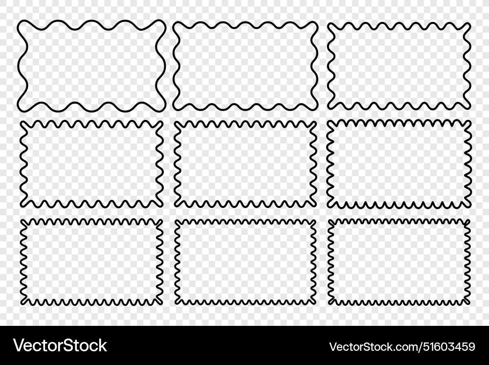 Wavy edge rectangle line frame Wavy edge rectangle line frame vector image