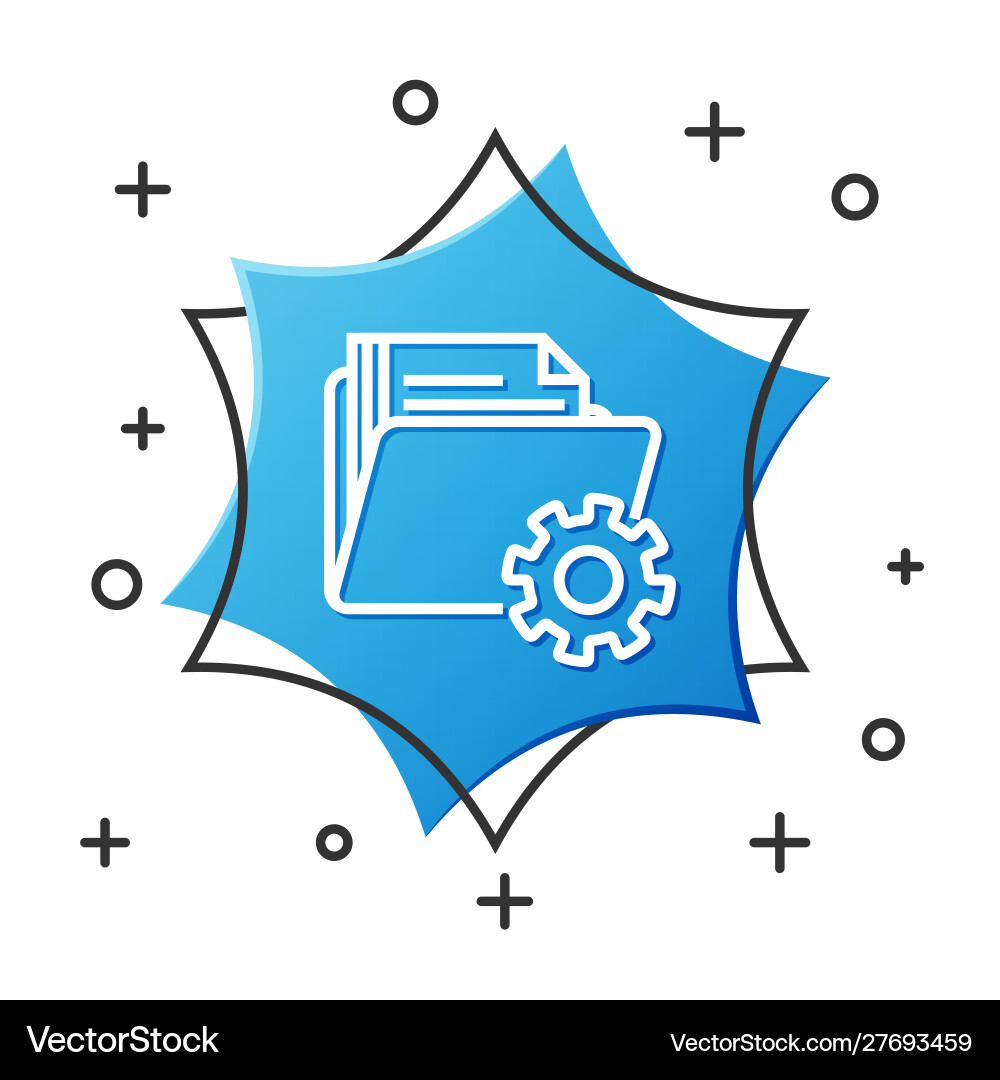 White line folder settings with gears icon White line folder settings with gears icon vector image