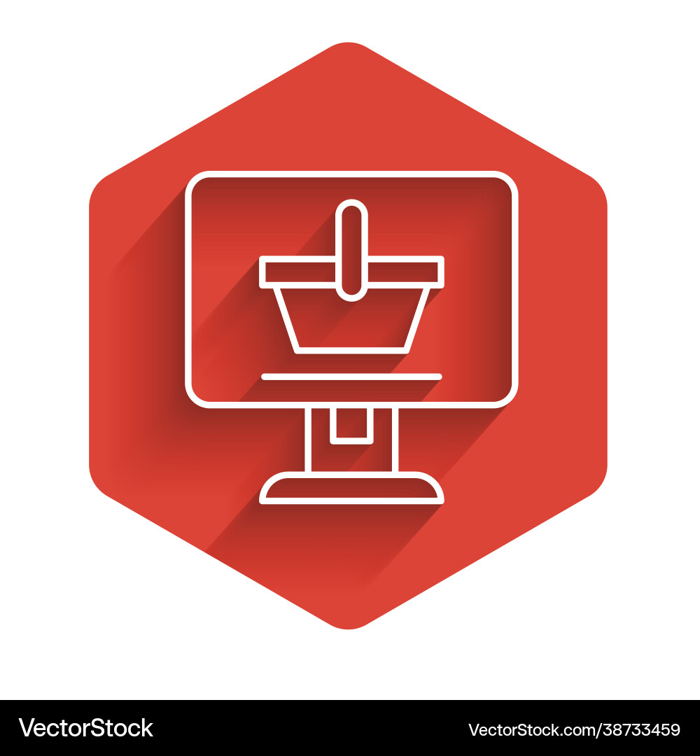 White line shopping cart on screen computer icon White line shopping cart on screen computer icon vector image