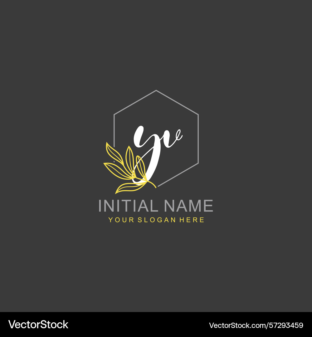 Yv initial logo templates with botanical elements vector image
