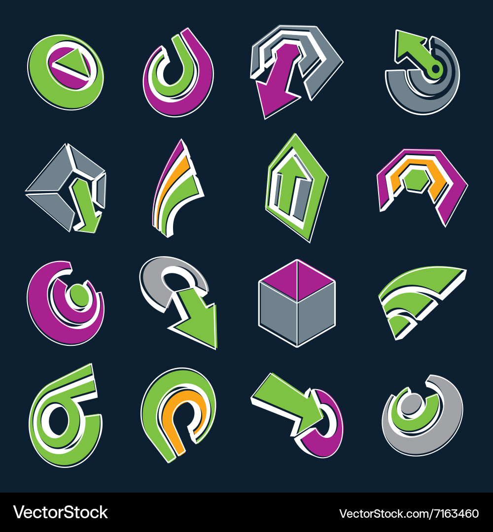 3d simple navigation pictograms collection set Vector Image