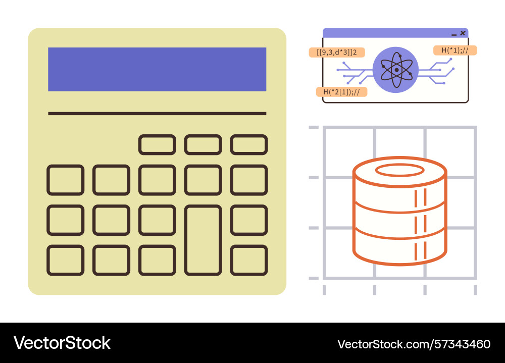 Calculator and data representation with atomic vector image