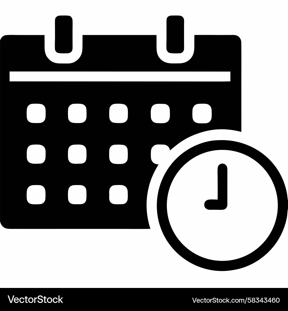 Calendar and Clock Icon - Scheduling Vector Image