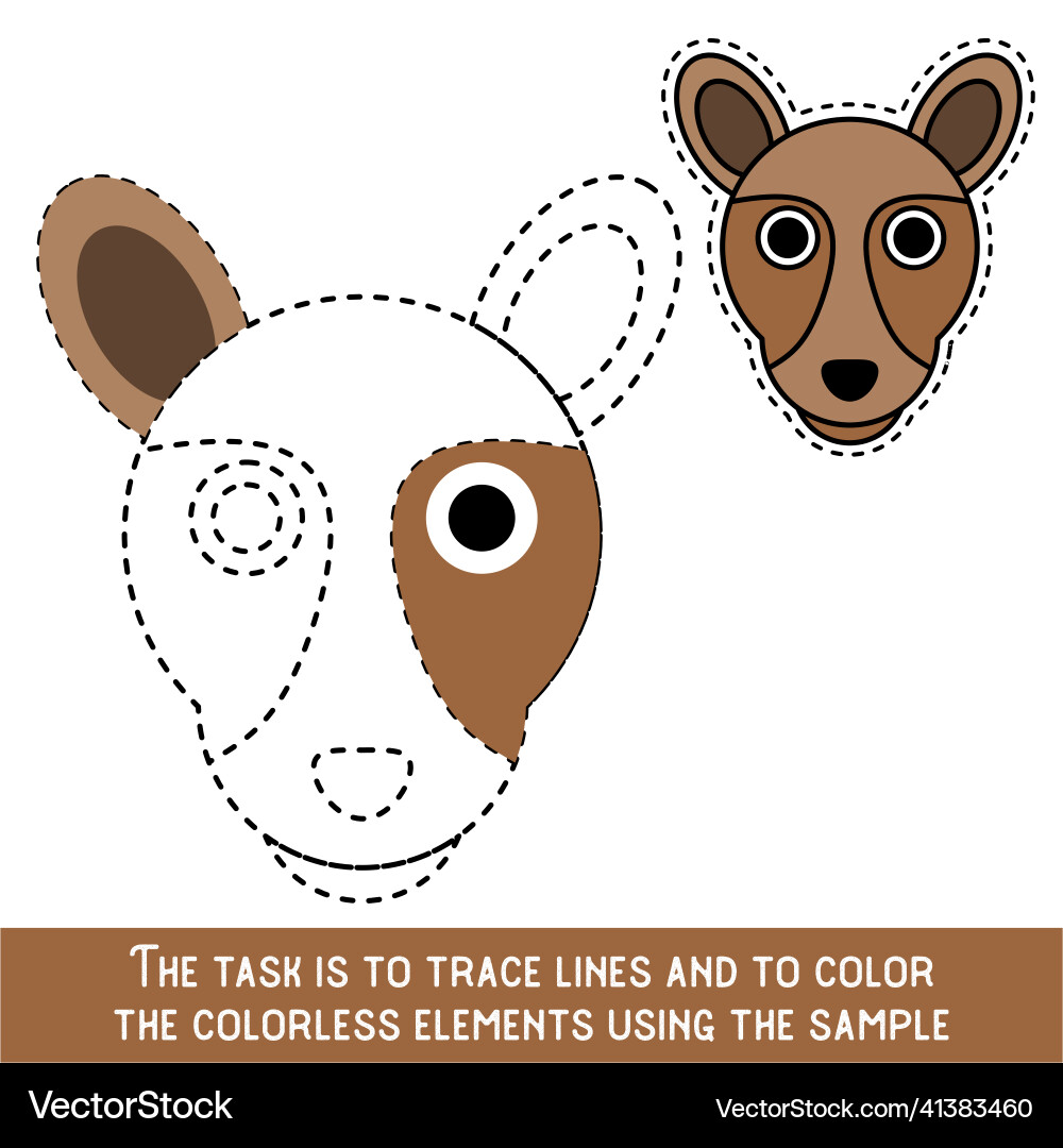 Color kangaroo face restore dashed lines Vector Image