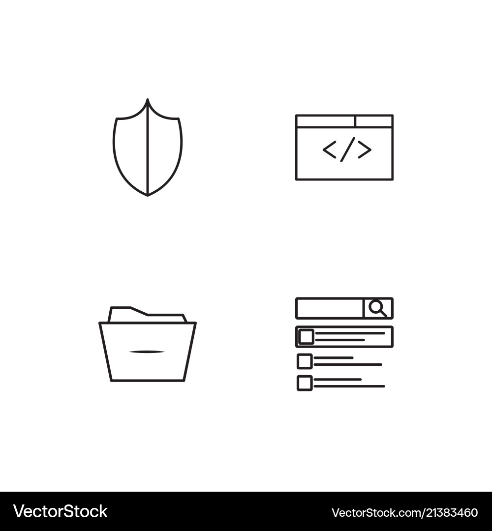 Cyber security linear icons set simple outline vector image