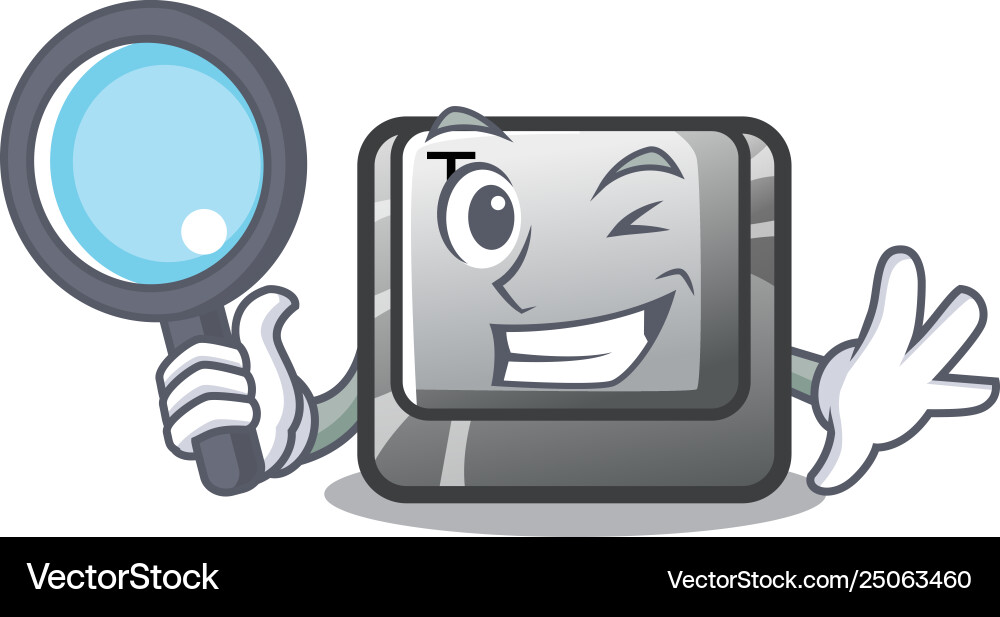 Detective t button installed on character computer vector image
