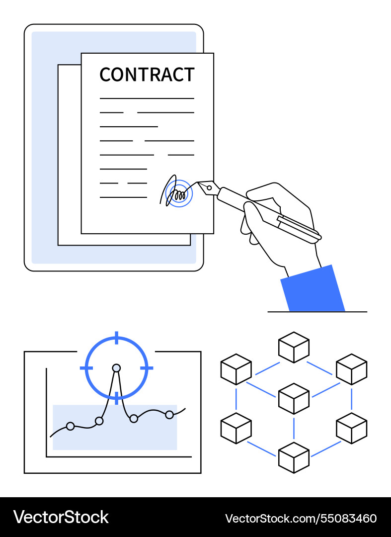 Digital contract signing data analytics Digital contract signing data analytics vector image