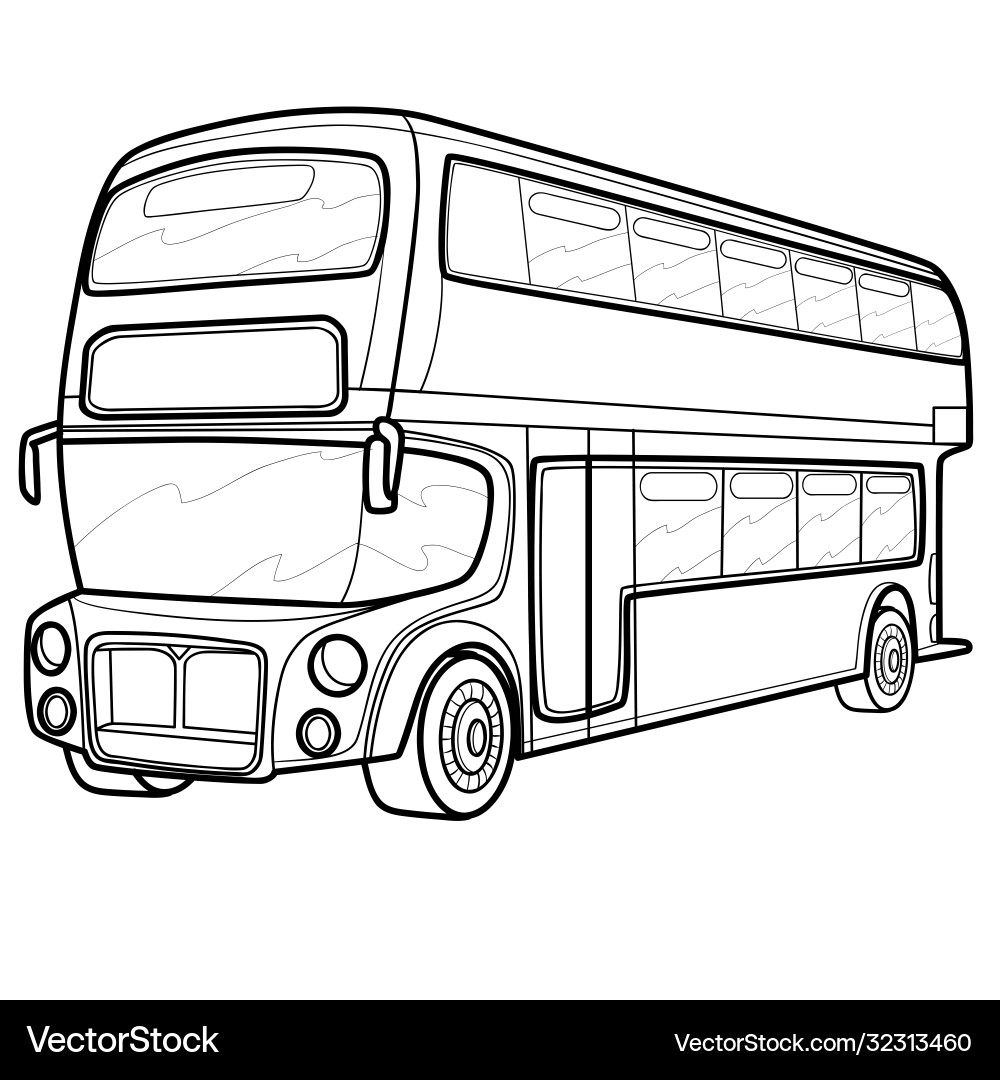 Double-decker bus sketch coloring isolated object Double-decker bus sketch coloring isolated object vector image