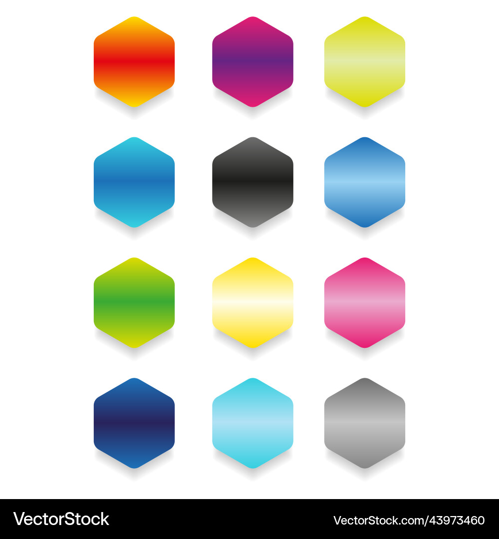Empty hexagon web button set vector image