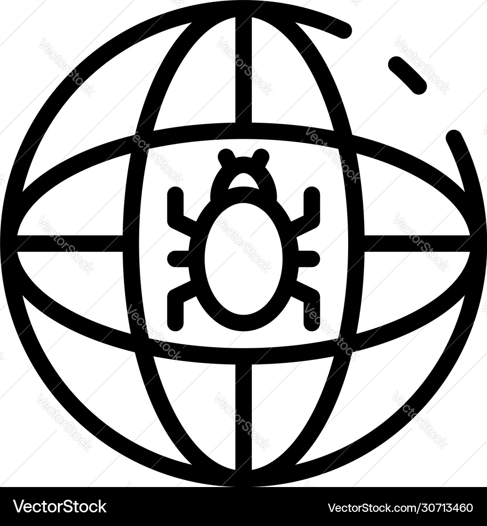 Global bug icon outline style Global bug icon outline style vector image