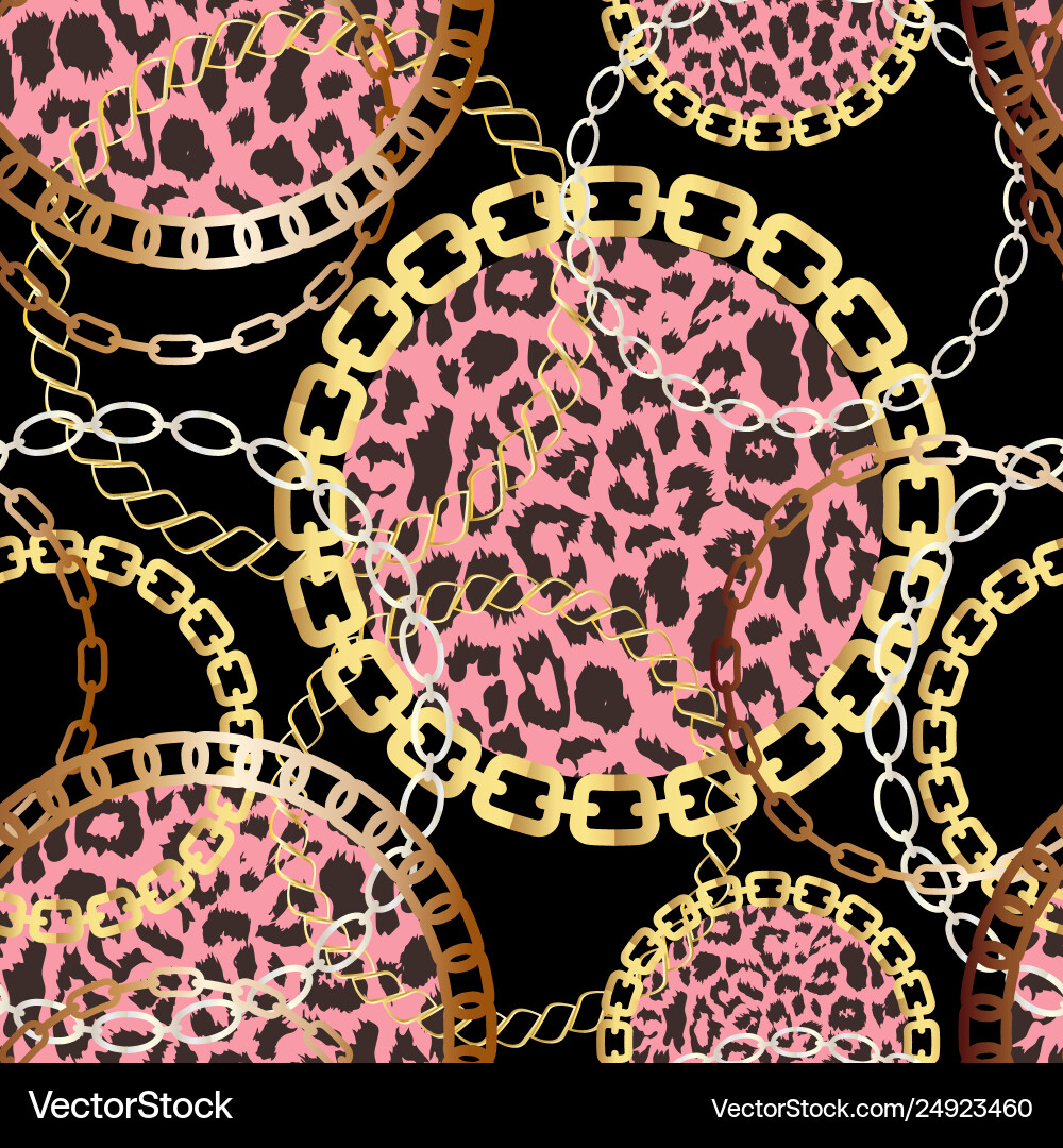 Golden Chain Leopard Print Pattern vector image