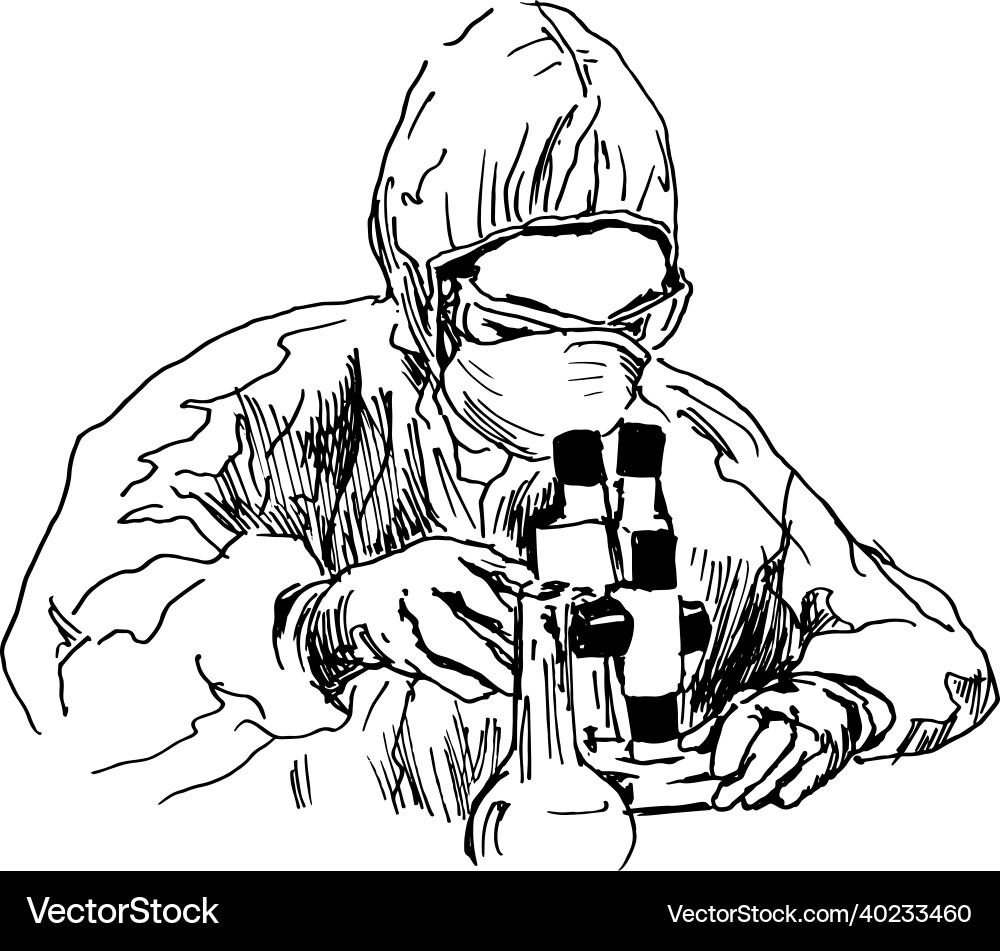 Hand sketch of a scientist at work Hand sketch of a scientist at work vector image