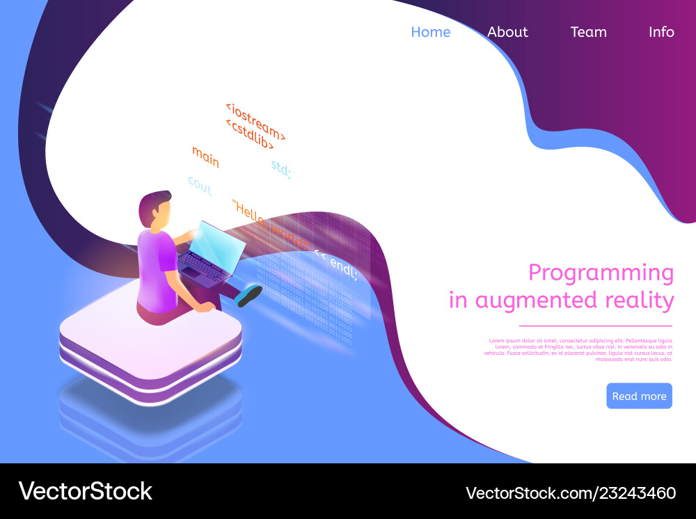 Isometric banner programming in augmented reality Isometric banner programming in augmented reality Vector Image