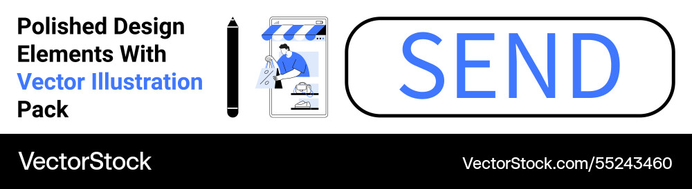 Minimalist design elements featuring send button Minimalist design elements featuring send button vector image